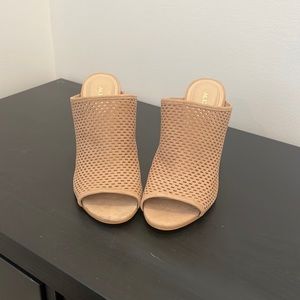 Aldo slip on heals in medium beige. Worn once